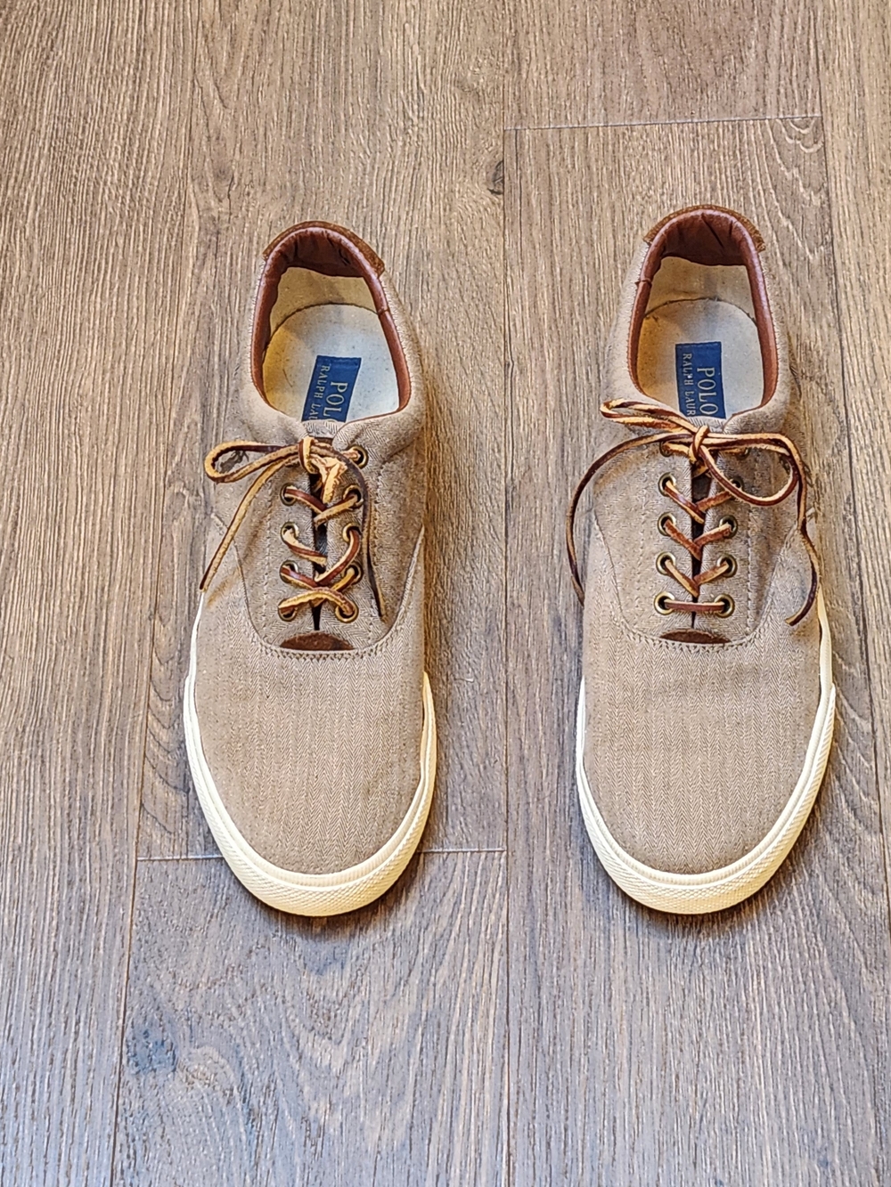 Polo Ralph Lauren Vaughn Canvas Sneakers - Dark Khaki Herringbone Size 12